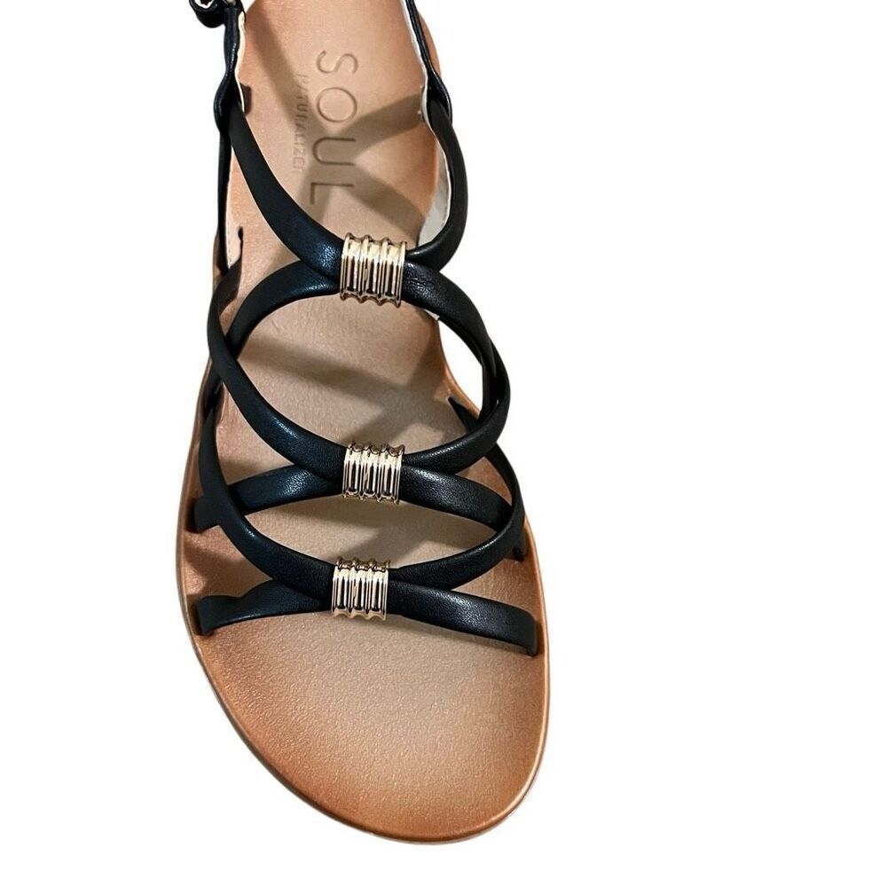 NIB SOUL Naturalizer Women's Black Sierra Gladiator Strappy Flat Sandals Size 9